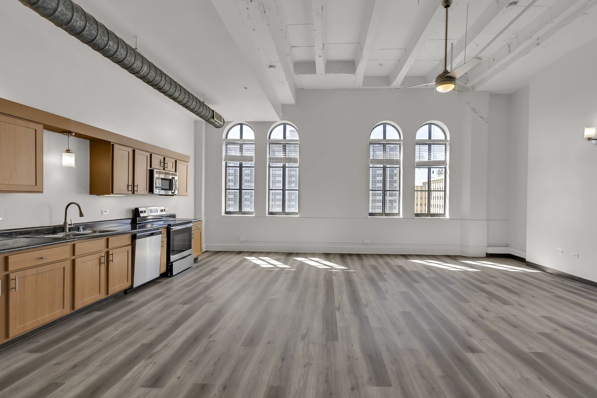 Large Loft with tall windows at 1900 Elm Lofts